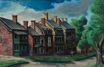ERNEST FIENE View of a Town with Row Houses (Kingston, New York).